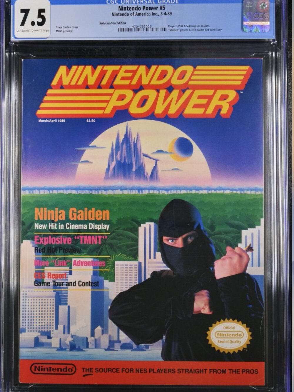 Nintendo Power Magazine #5 - Ninja Gaiden, TMNT Preview CGC Graded 7.5